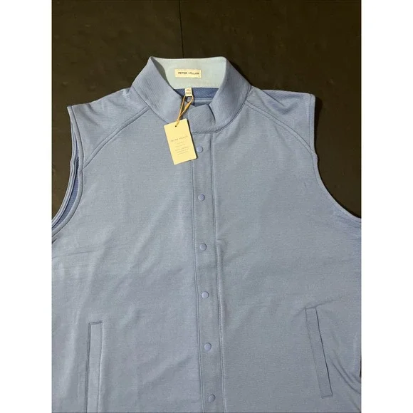 Peter Millar Beaumont Performance Vest Mens XL Zipper Snap Button‎ Golf Outdoor